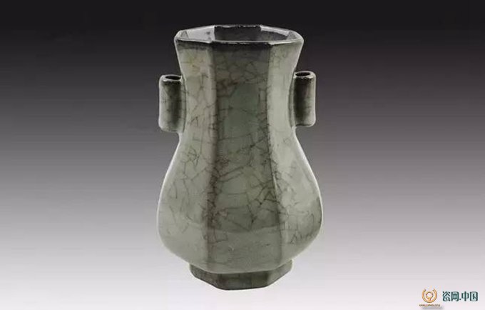 宋・古陶磁器・官窯・釉上彩・飛天神像・描金・貫耳瓶』極細工