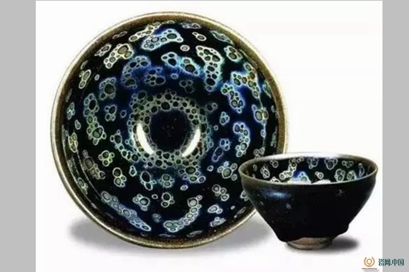 ▽鴻▽ 宋 建窯 窯變 天目盞 古陶瓷品 置物 古賞物 中国古玩